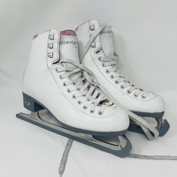 Riedell Pearl Ice Figure Skates 114 Adult Women’s 9.5 EU 40-41 White Pink - Picture 1 of 6
